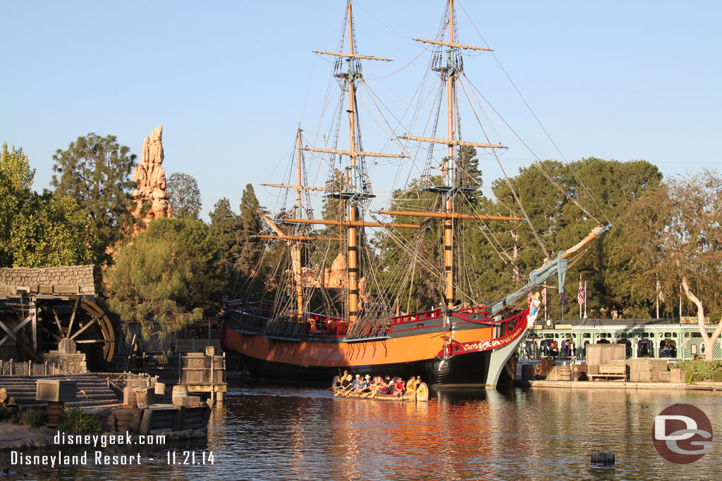 A Canoe passing the Columbia on the Rivers of America