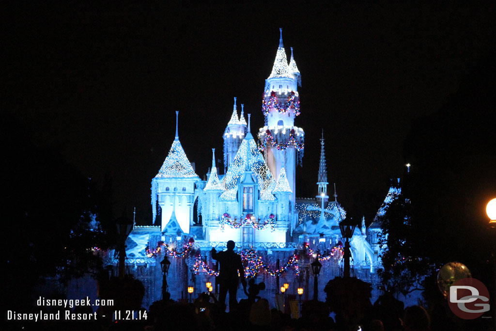 Sleeping Beauty Castle during a Wintertime Enchantment moment