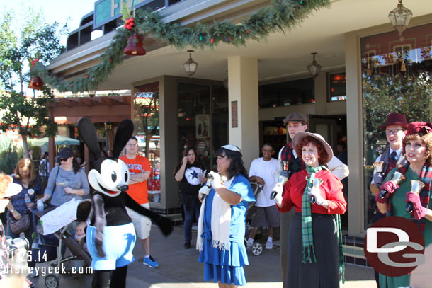 On Buena Vista Street Oswald joined the Community Bell Ringers.  I arrived as they were wrapping up the last song.