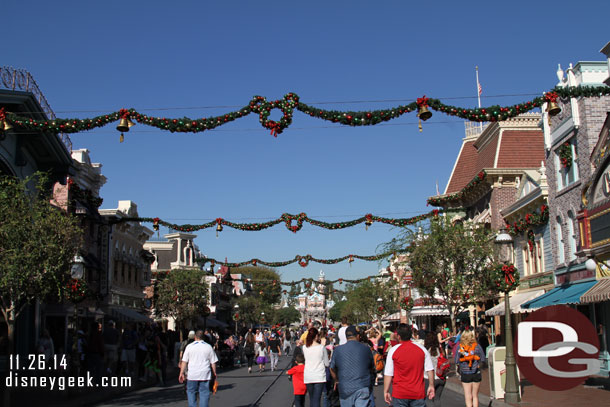 Main Street USA this clear (and warm, it was in the mid 80s) afternoon.