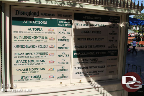 Disneyland wait times at 12:54pm