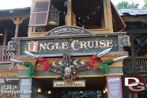 First stop for us the Jingle Cruise since several in the group today had not experienced it yet this year.