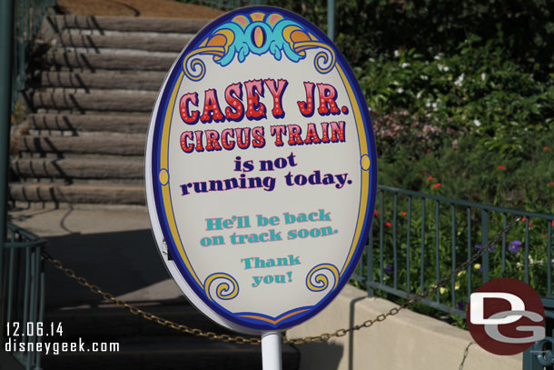 Casey Jr. is also closed for the same reason as the boats.