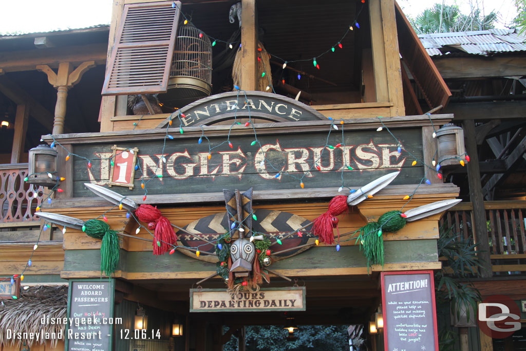 First stop for us the Jingle Cruise since several in the group today had not experienced it yet this year.