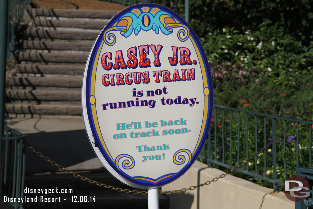 Casey Jr. is also closed for the same reason as the boats.