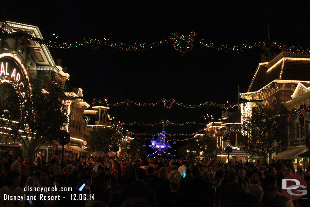 After the show a look at Main Street.  The sides were guests guests queue up for the next show.  The middle our exit path into the park.