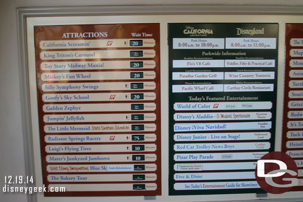 DCA wait times just after 1pm