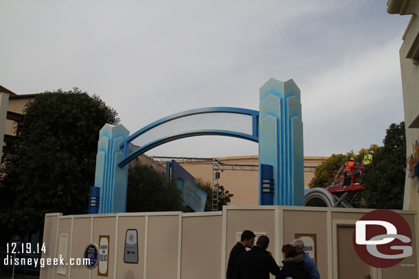 The other archway has been painted the same and crews are working on the entrance walkway.