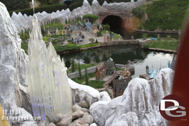 A closer look at the ice castle on the hill