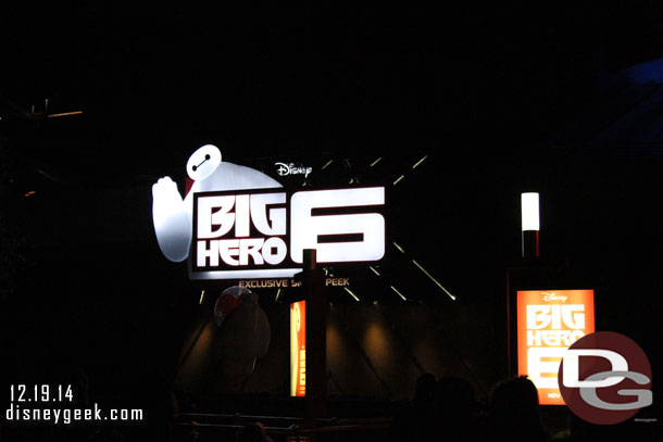 Big Hero 6 sneak peek is still playing.