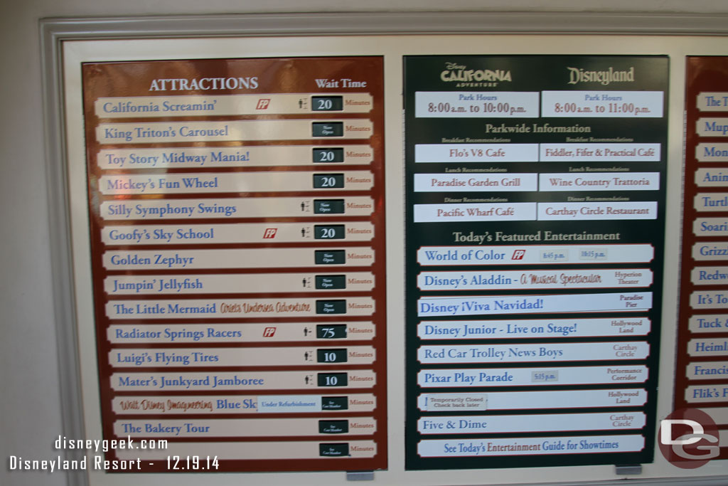 DCA wait times just after 1pm