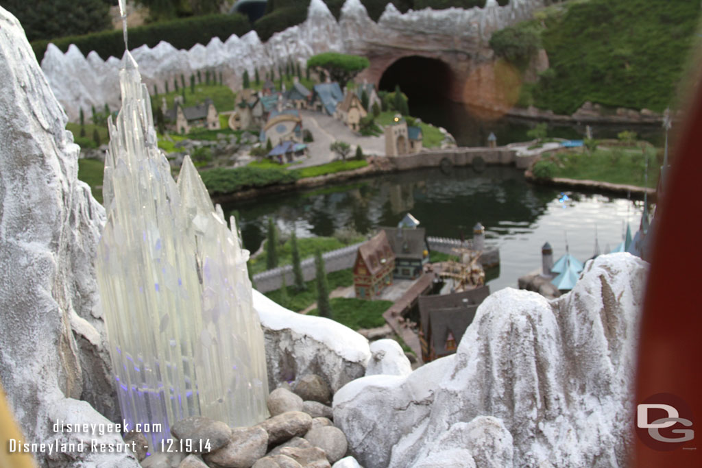 A closer look at the ice castle on the hill