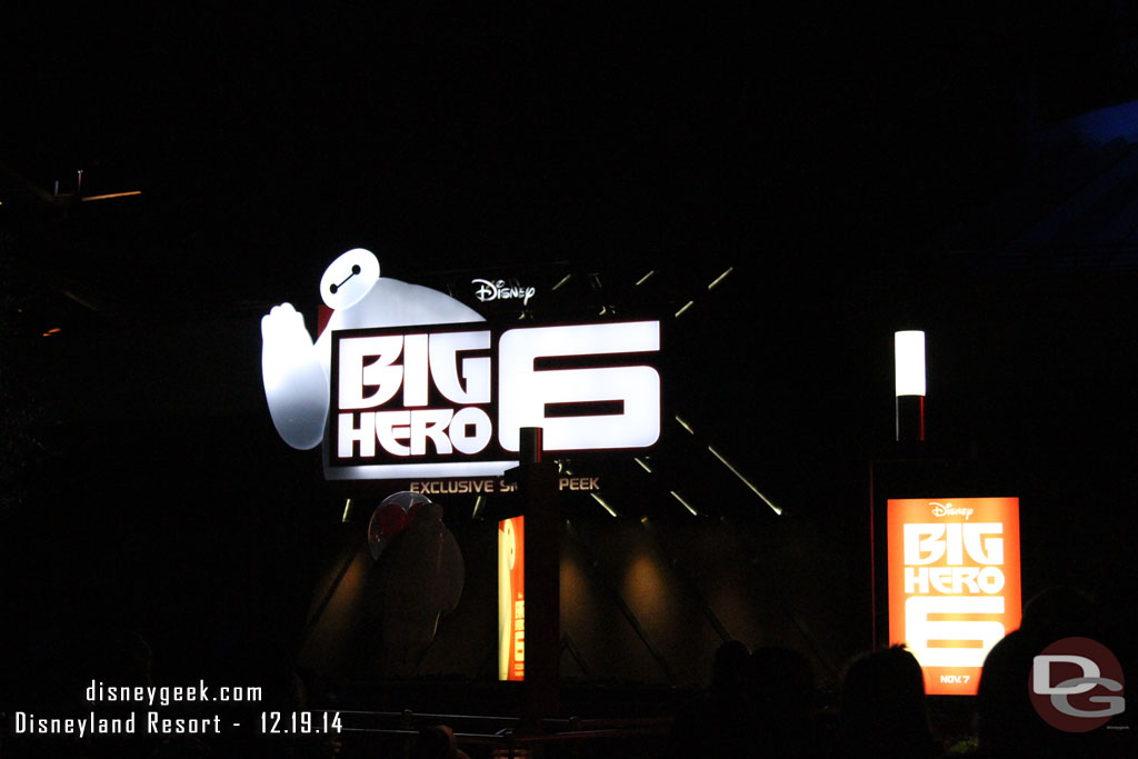 Big Hero 6 sneak peek is still playing.
