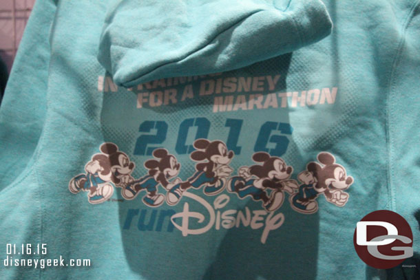 A sweatshirt with a logo saying you are training for a race next year.