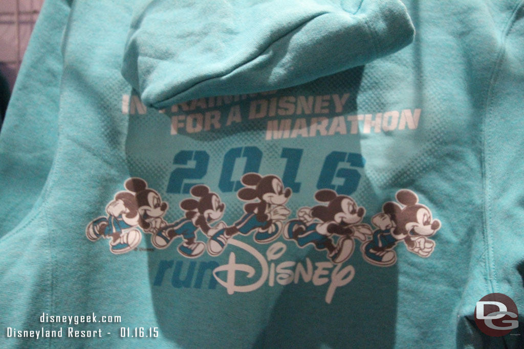 A sweatshirt with a logo saying you are training for a race next year.