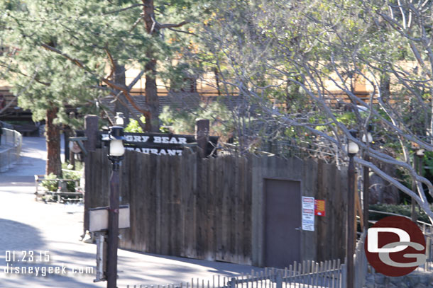 Even though the entire land is closed walls are still up at the entrance to the hungry bear.  Guess to keep cast members out and if the area had to be used as an emergency exit.