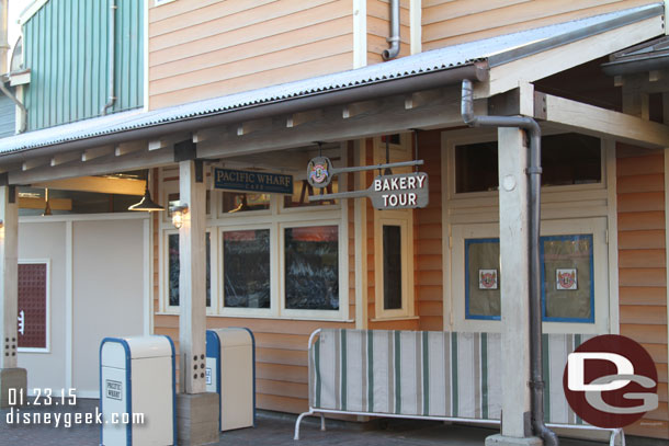 The same Bakery Tour sign over this doorway.