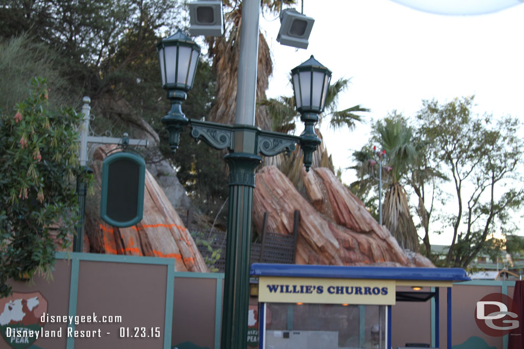 The rockwork at the entrance to Condor Flats has been marked.. demolition is coming soon it looks like.