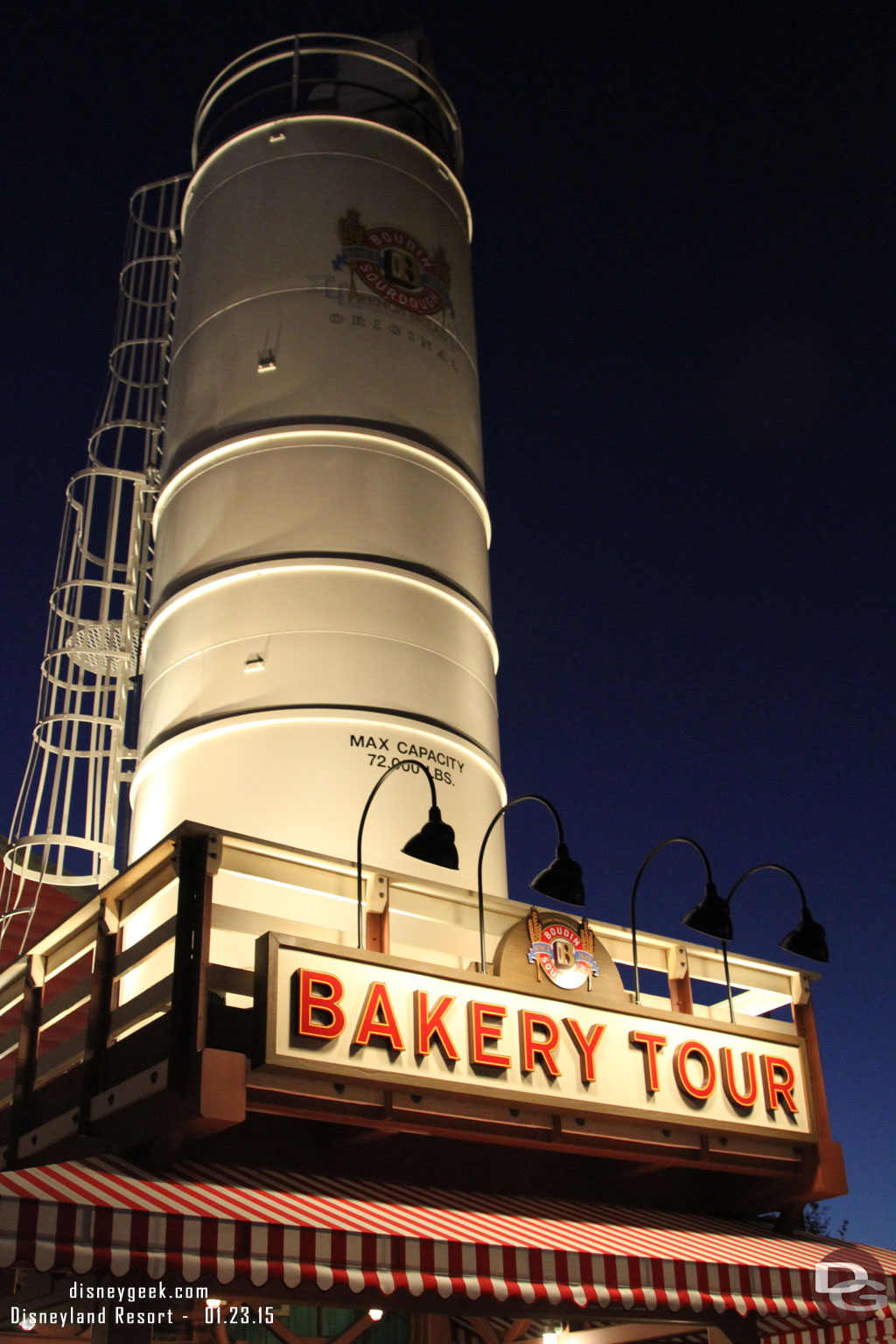 The bakery sign lit up this evening.