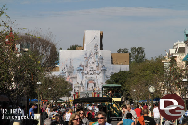 The scaffolding around Sleeping Beauty Castle now features a print of the original concept drawing Herb Ryman created.