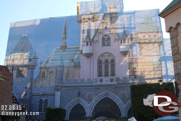 The Fantasyland side of the Castle features a photo print