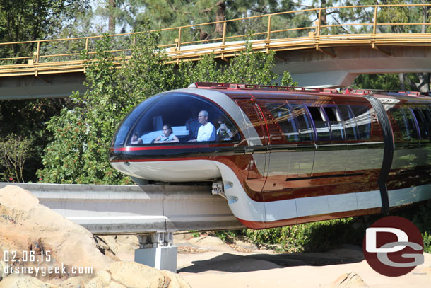 Monorail Red passing over Tomorrowland.