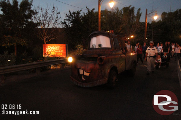 Mater cruising by on Cross Street.