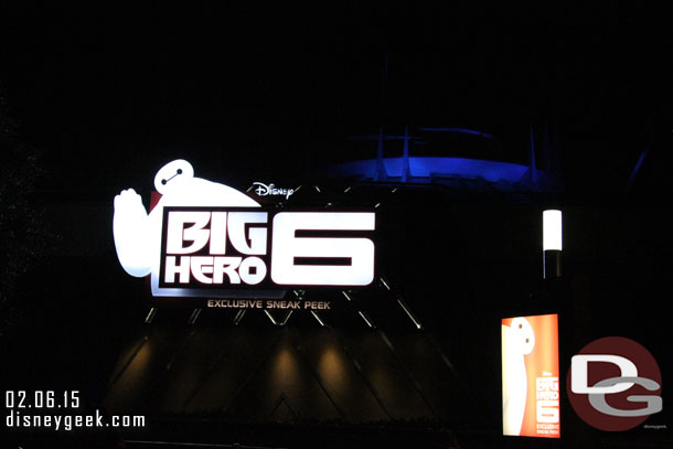 Big Hero 6 signage is still  up in Tomorrowland.  Wonder if they will do anything for the home video release or if it is just there till the next movie takes over.  My bet would be on the Tomorrowland film.. seems appropriate to advertise Tomorrowland in Tomorrowland.