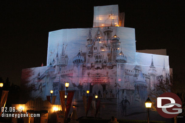 Sleeping Beauty Castle after dark.