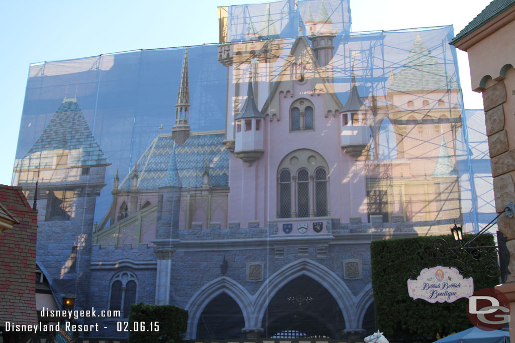 The Fantasyland side of the Castle features a photo print