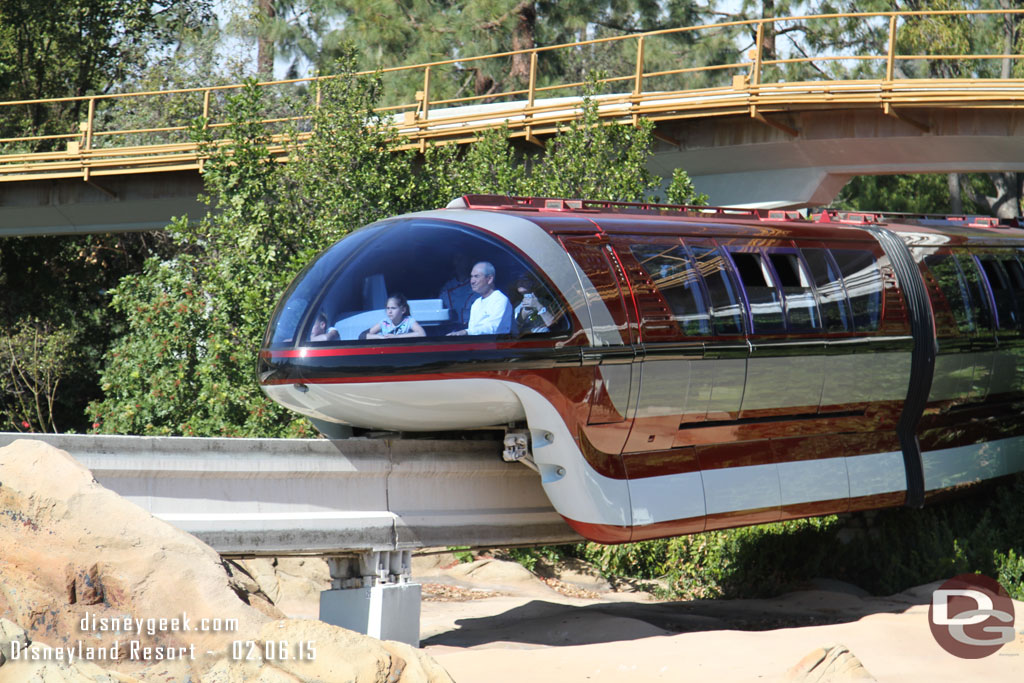 Monorail Red passing over Tomorrowland.