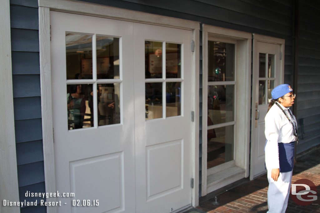 The Pacific Wharf Cafe has reopened.  The former entrance is now exit only (no door handles on the outside to stop you from using it).