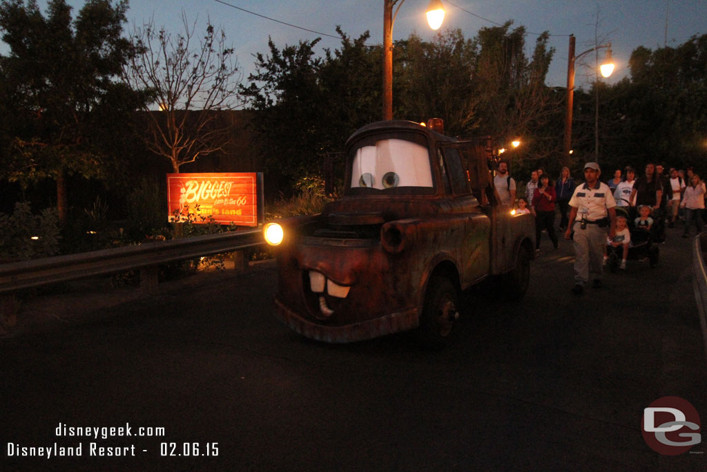 Mater cruising by on Cross Street.