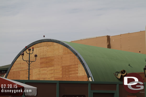 Taste Pilots now sports a green roof.  In the background you can see scaffolding now covers the Soarin building.