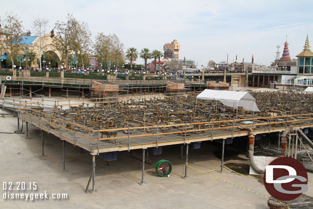 Work continues on and under the fountain platform.