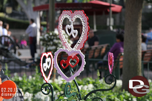 Town Square still has the Valentine decorations up