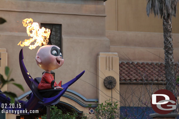 Had to wait for the Pixar Parade.  Her is Jack Jack going by.