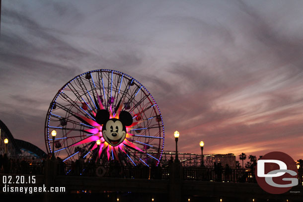 The sunset and Paradise Pier.