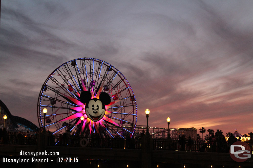 The sunset and Paradise Pier.