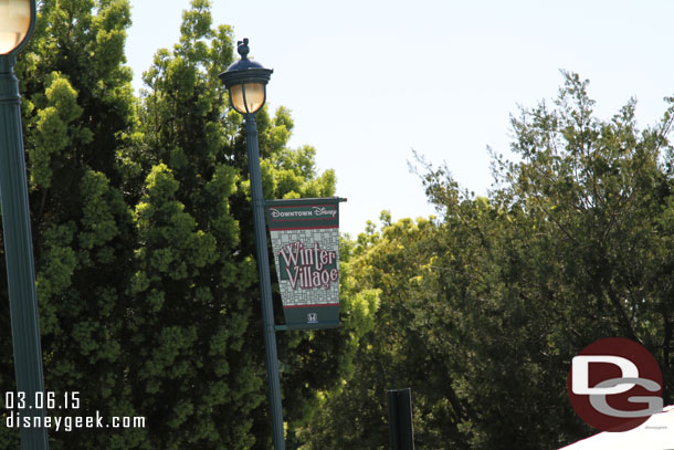 Winter Village banners are still up at the Mickey and Friends tram stop but the car and other signs are all gone.