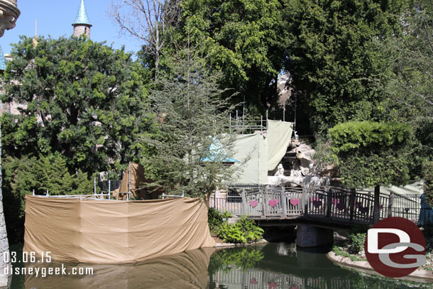 Scaffolding still up in the grotto area.