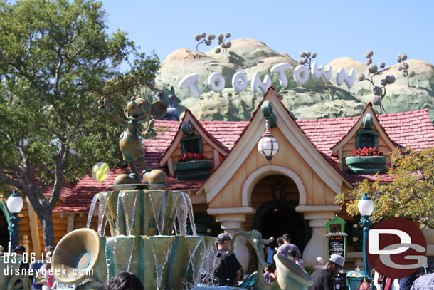 Walked through Toontown.  Here is Mickeys house and fountain.