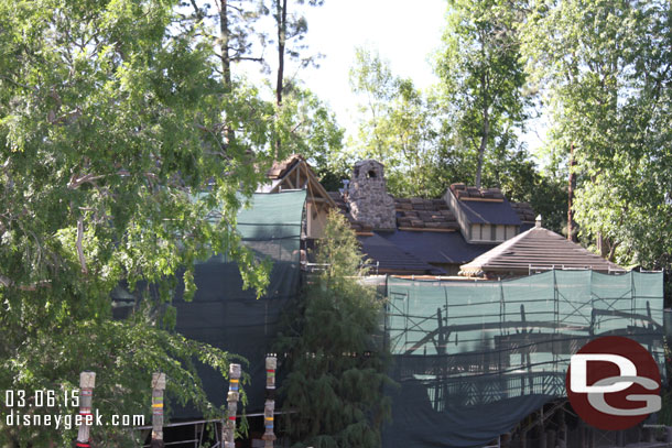 The new roof for the Hungry Bear is being installed.