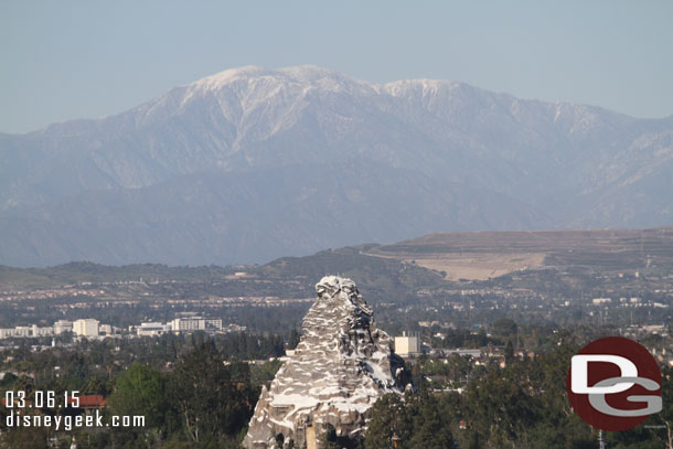 Some snow still on the far mountain.. with the hot weather it will be gone soon.  This is how I enjoy snow.. from far away! (I have vivid memories of cold midwest winters and really enjoy Southern California!)