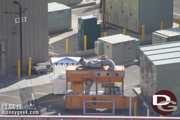 The Condor Flats popcorn cart is backstage waiting to be redone.