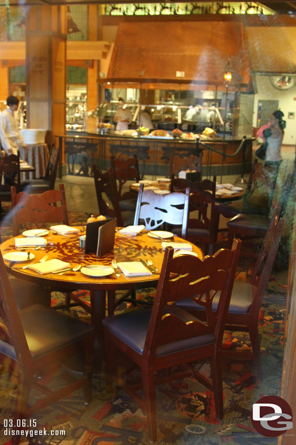 Storytellers Cafe at the Grand Californian has reopened since my last trip.  Looking through the windows no major changes jumped out to me.