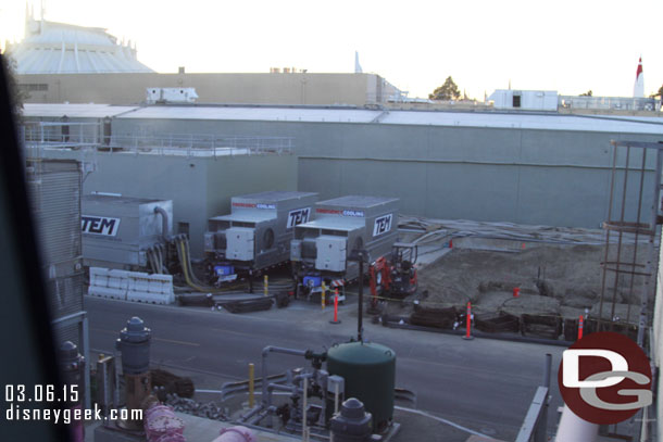 Backstage in Tomorrowland more of the old chiller units have been removed.