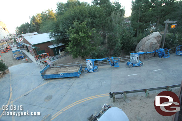 Equipment parked along the walkway toward GRR.