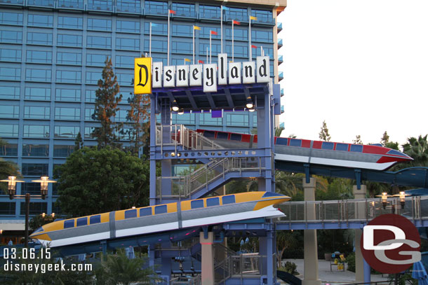 The Monorail slide refurbishment is complete.  Monorail blue is gone, it is now yellow.  So we have Red and Yellow (I commented in my tweet on this that there must be a USC fan at Imagineering!)