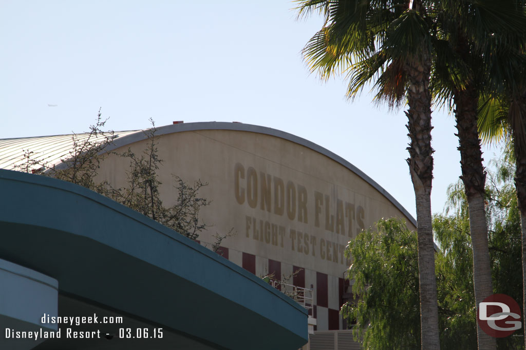 No visible work on the back side of the Soarin building yet.  Still says Condor Flats